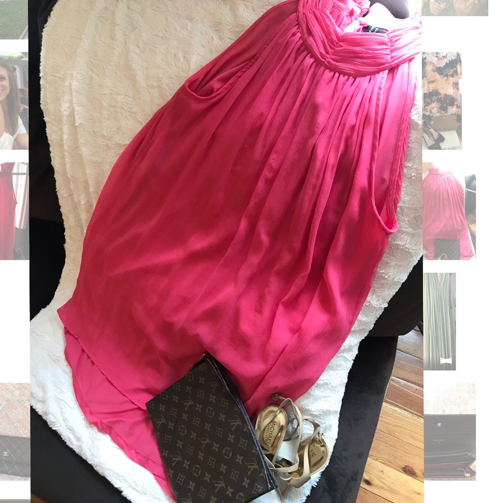 Coral High Neck Flow Dress